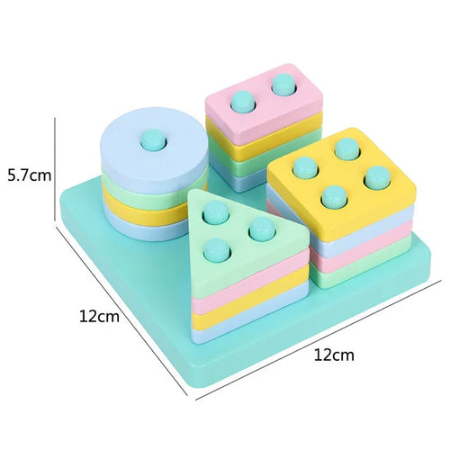 Hot Kids Montessori Wooden Toys Macaron Blocks Learning Toy Baby Music