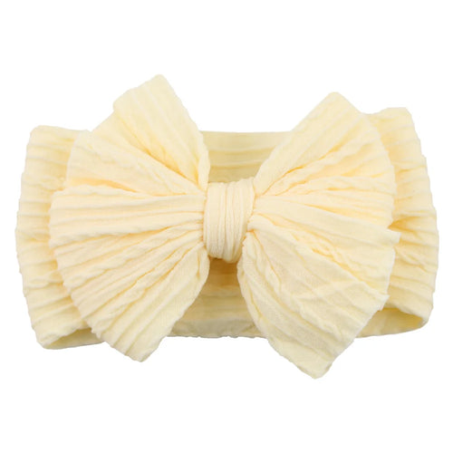 Solid Cable Bow Baby Headband for Child Nylon Layers Headwear Kids