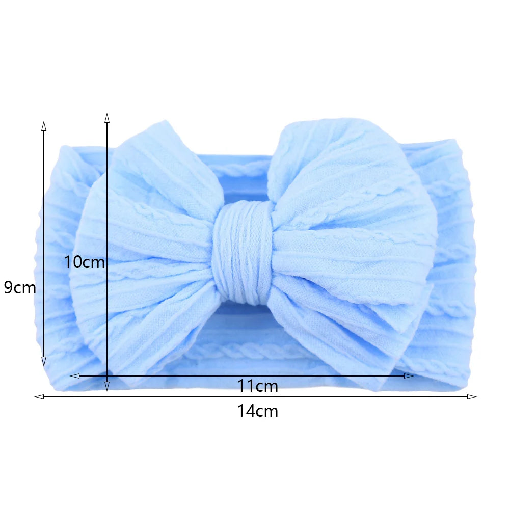 Solid Cable Bow Baby Headband for Child Nylon Layers Headwear Kids