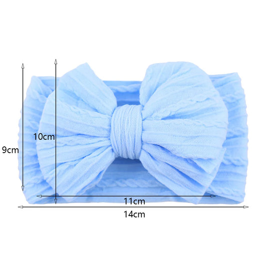 Solid Cable Bow Baby Headband for Child Nylon Layers Headwear Kids