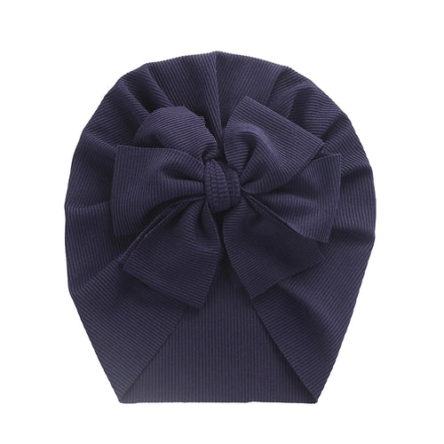 Solid Ribbed Bunny Knot Turban Hats for Baby Boys Girls Beanies