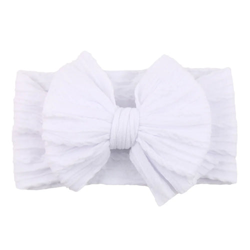 Solid Cable Bow Baby Headband for Child Nylon Layers Headwear Kids