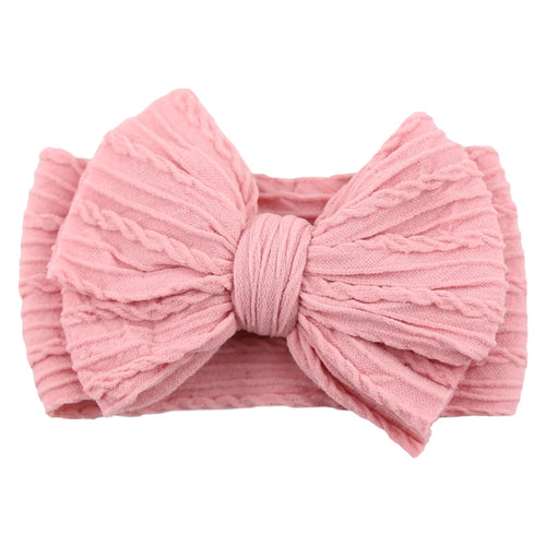 Solid Cable Bow Baby Headband for Child Nylon Layers Headwear Kids