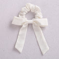 Load image into Gallery viewer, Solid Color Bow Linen Girls Elastic Hair Bands Long Ribbon Ponytail
