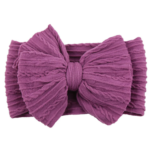 Solid Cable Bow Baby Headband for Child Nylon Layers Headwear Kids