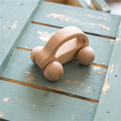 1pc Baby Toy Beech Bear Hand Teething Baby Rattles Wood Ring Cartoon