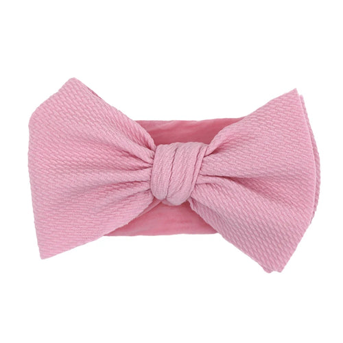 Solid Big Bow Topknot Headband for Baby Girls Elastic Nylon Hair Bands