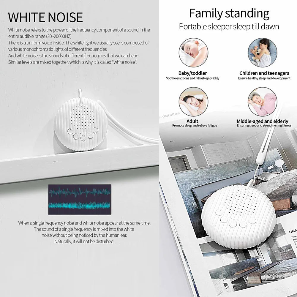 White Noise Sound Machine Portable Baby Sleep Machine 10 Soothing