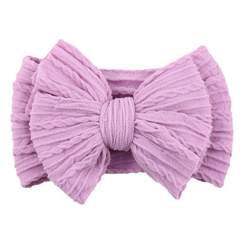 Solid Cable Bow Baby Headband for Child Nylon Layers Headwear Kids