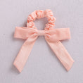 Load image into Gallery viewer, Solid Color Bow Linen Girls Elastic Hair Bands Long Ribbon Ponytail
