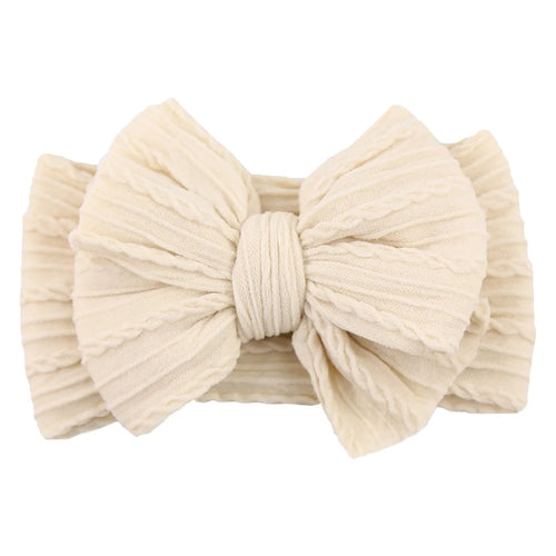 Solid Cable Bow Baby Headband for Child Nylon Layers Headwear Kids