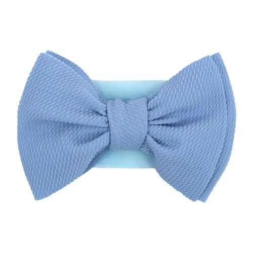 Solid Big Bow Topknot Headband for Baby Girls Elastic Nylon Hair Bands