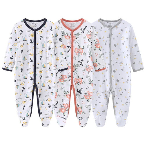 Unisex Baby Organic Cotton Snap Footed Sleep and Play Pajamas Long