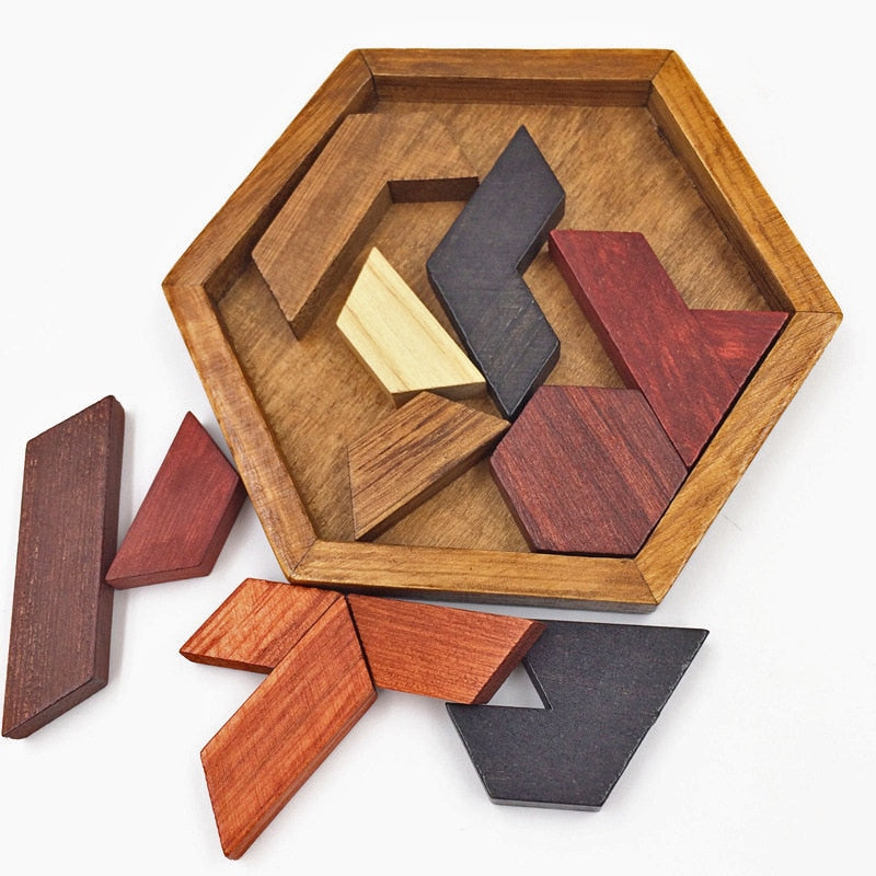 Wooden Tangram Brain Teaser Puzzle | Wooden Brain Games Puzzle -