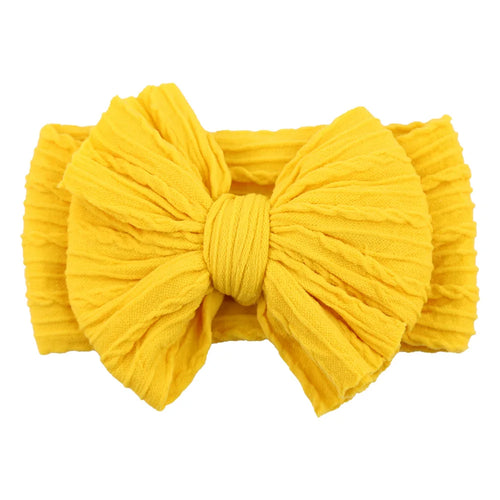 Solid Cable Bow Baby Headband for Child Nylon Layers Headwear Kids