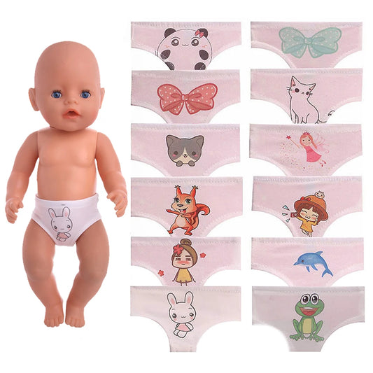 Doll Clothes Underwear Panties Cartoon Pattern Fit 18 Inch American