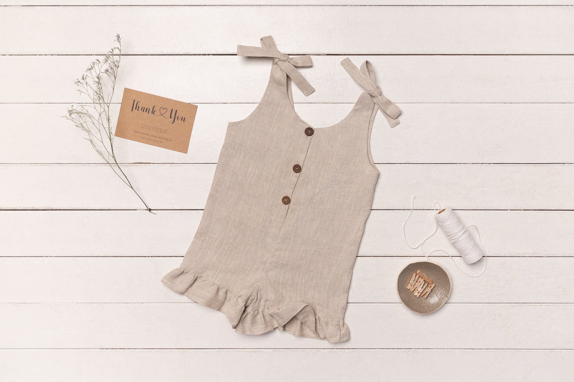 Linen Romper with Ruffles for Kids