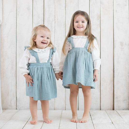 OrganicEra Organic Muslin Baby Dress with Frills, Aqua