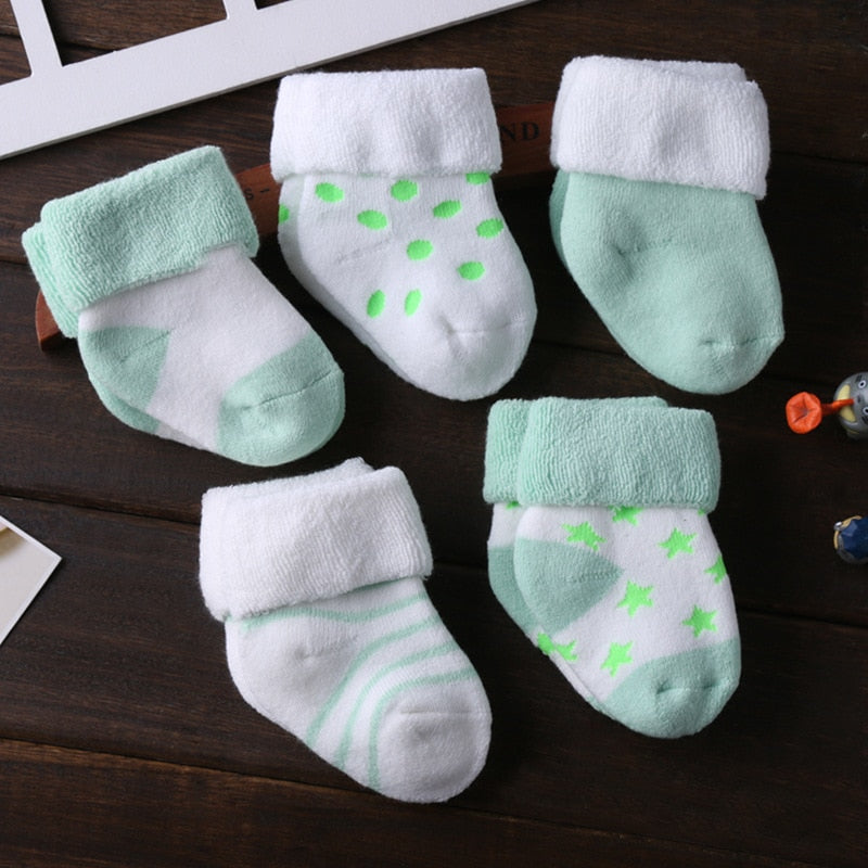 5/6pair/lot Unisex Non-skid Baby Shoe Socks 0-12months Cotton Baby Boy