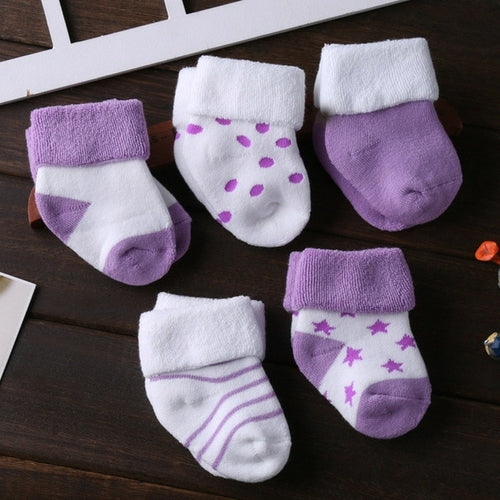 5/6pair/lot Unisex Non-skid Baby Shoe Socks 0-12months Cotton Baby Boy