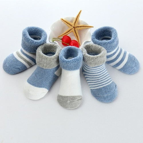 5/6pair/lot Unisex Non-skid Baby Shoe Socks 0-12months Cotton Baby Boy