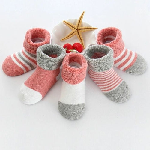 5/6pair/lot Unisex Non-skid Baby Shoe Socks 0-12months Cotton Baby Boy