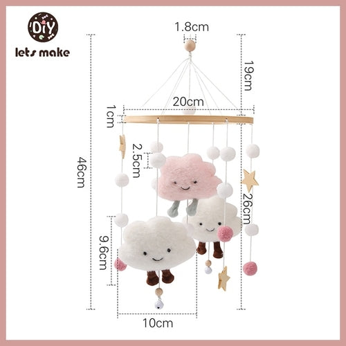 Let's Make Wooden Baby Rattles Soft Felt Cartoon Bear Cloudy Star Moon