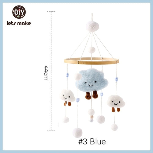 Let's Make Wooden Baby Rattles Soft Felt Cartoon Bear Cloudy Star Moon