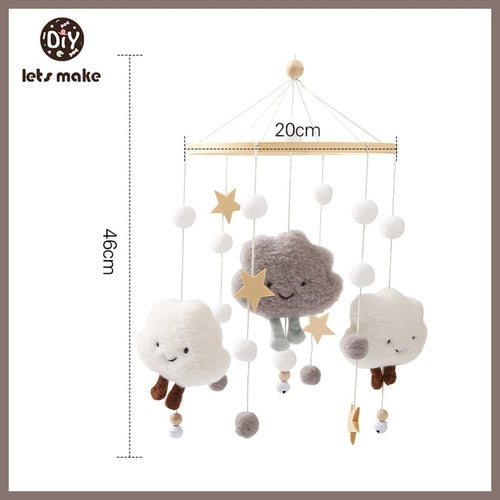 Let's Make Wooden Baby Rattles Soft Felt Cartoon Bear Cloudy Star Moon