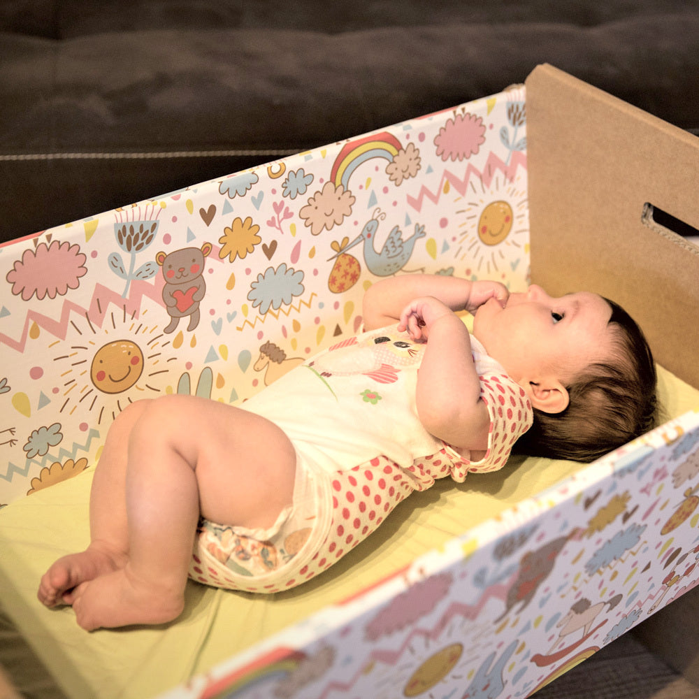 Cardboard Baby Cradle MINION with mattress