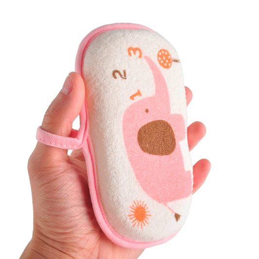 Cute Kids Baby Cotton Shower Bath Sponge Rub Cartoon elephant Body