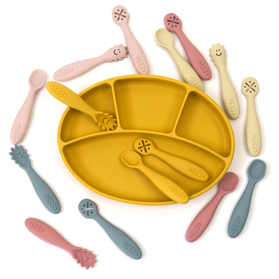 3PCS Cute Baby Learning Spoons Utensils Set Newborn Feeding Spoon Set