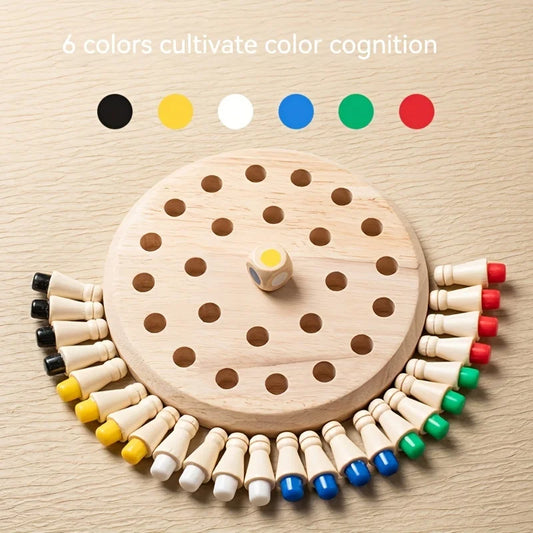 Wooden Memory Match Stick Chess Color Game Board Puzzles Montessori