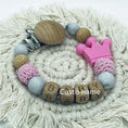 Load image into Gallery viewer, Custom Name Silicone Beads Wooden Ring Pacifier Clips Safe Teething
