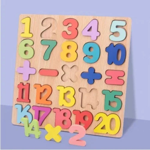 Colorful Alphabet Number Wooden Puzzles Kids Intelligent Matching Game