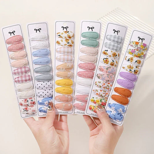 10/20Pcs Cotton Print Hair Clip Hairpin for Girl Fabric Plaid Mini BB