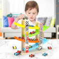 Load image into Gallery viewer, 4/7 Track Wooden Ramp Racing Toddler Toy Car Set Montessori
