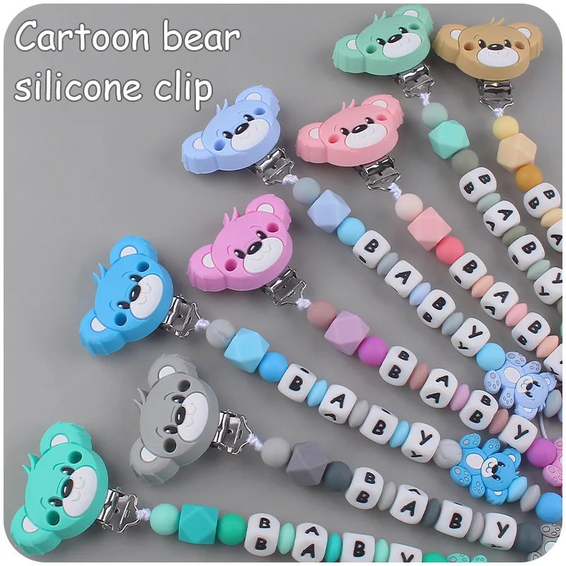 Baby Handmade Personalized Name Clips Cartoon Silicone Beads Pacifier