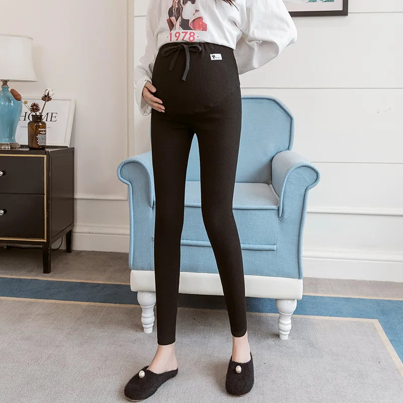 Casual Leggings For Pregnant Women Elastic High Waist Stripes Pants