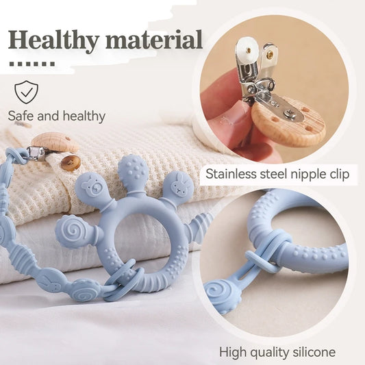 1PC Baby Silicone Teether Toys BPA Free Silicone Finger Ring Pacifier