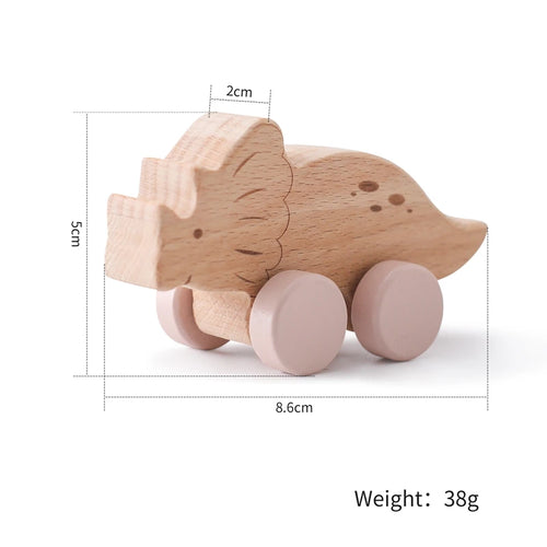 Wooden Baby Dragging Stars Moon Surround Car Beech Baby Toys Car