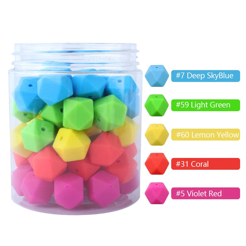 10pcs Hexagon Silicone Beads Pearl 14mm DIY Pacifier Clip Chain