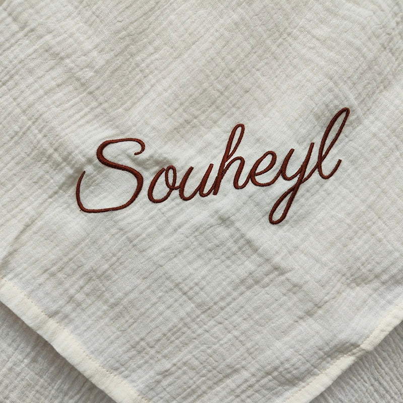 Personalized Name Embroidered Custom Baby Cotton Muslin Baby Swaddle