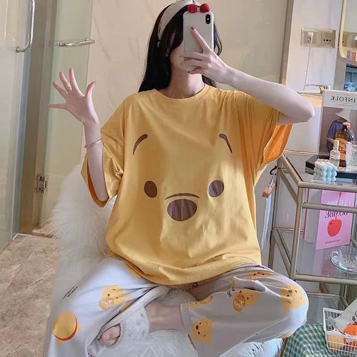 Disney Cartoon Mickey Winnie Snow White Pajamas Ladies Summer Short