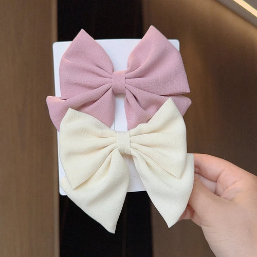 2Pcs/lot Solid Color Hair Bows Boutique With Clips For Girls Hairgrips