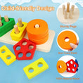 Load image into Gallery viewer, Montessori Wooden Geometric Shape Five Sets of Columns Blocks
