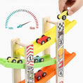 Load image into Gallery viewer, 4/7 Track Wooden Ramp Racing Toddler Toy Car Set Montessori
