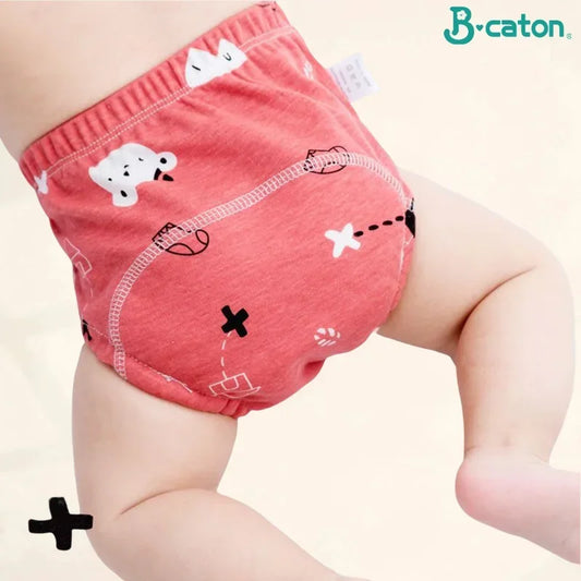 B Caton Cartoon Print Reusable Baby Diaper 6-layer Waterproof Cotton