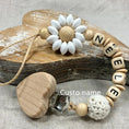 Load image into Gallery viewer, Baby Custom Name Silicone Beads Flower Ring Pacifier Clips Safe
