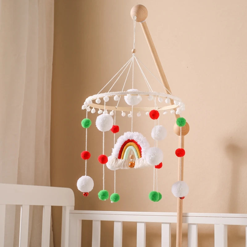 Baby Bed Bell Rainbow Hanging Toy 0-12 Months Newborn Wooden Mobile